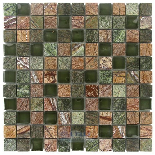1" x 1" Stone & Glass Mosaic Tile in Imogene Pass