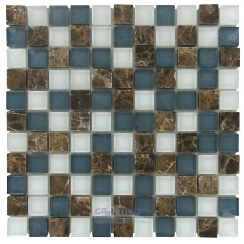 1" x 1" Stone & Glass Mosaic Tile in Montego Bay