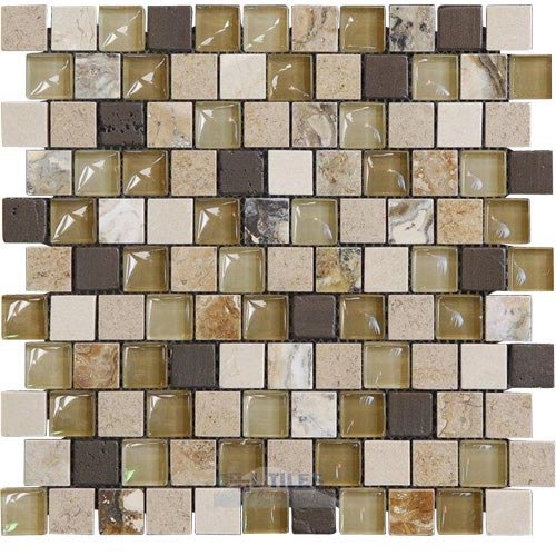 1" x 1" Brickset Mosaic Tile in Honey