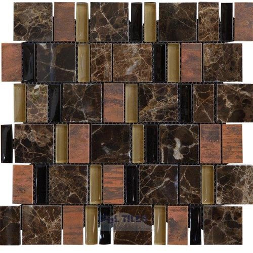 Stone, Glass and Metal Mosaic Tile in Deep Mocha
