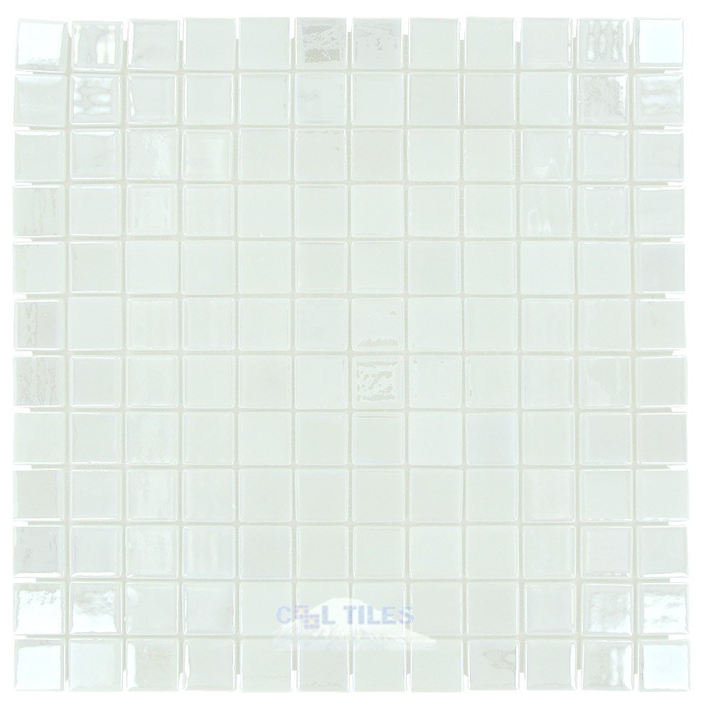 1" x 1" Recycled Glass Tile on 12 3/8" x 12 3/8" Meshed Backed Sheet in Marshmallow