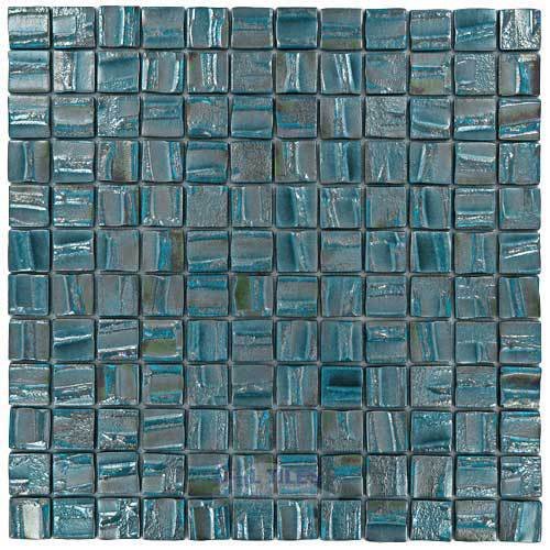 1" x 1" Recycled Glass Tile on 12 3/8" x 12 3/8" Mesh Backed Sheet in Blue Planet