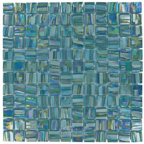 1" x 1" Recycled Glass Tile on 12 3/8" x 12 3/8" Mesh Backed Sheet in Uranus