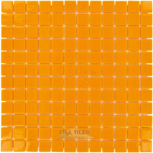 1" x 1" Colors Recycled Glass Tile in Orange Burst