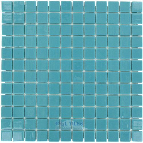 1" x 1" Colors Recycled Glass Tile in Green Turquoise