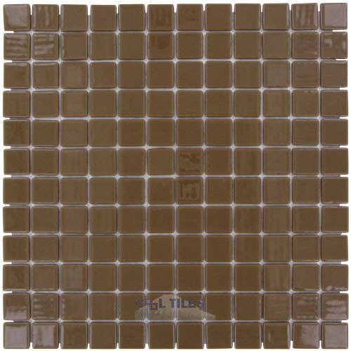 1" x 1" Colors Recycled Glass Tile in Milk Chocolate