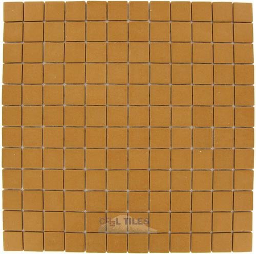1" x 1" Recycled Glass Tile on 12 1/2" x 12 1/2" Mesh Backed Sheet in Camel