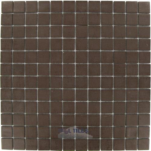 1" x 1" Recycled Glass Tile on 12 1/2" x 12 1/2" Mesh Backed Sheet in Chocolate