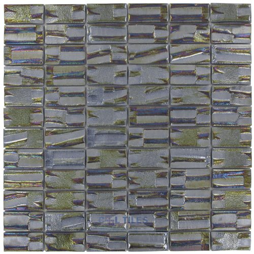 1" x 2" Recycled Glass Tile on 12 3/8" x 12 3/8" Mesh Backed Sheet in Super Nova