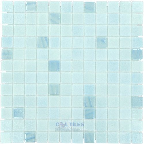 1" x 1" Color + Recycled Glass Tile in Aqua Marine