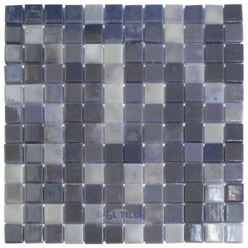 1" x 1" Recycled Glass Tile on 12 3/8" x 12 3/8" Meshed Backed Sheet in Northern Lights