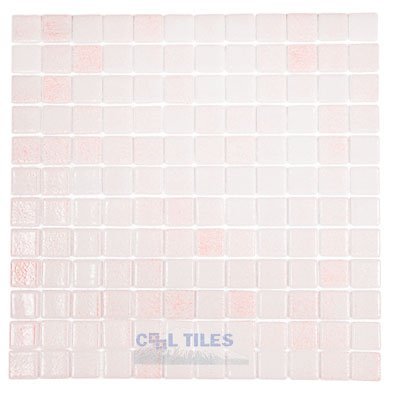 Recycled Glass Tile Mesh Backed Sheet in Fog Pink Slip-Resistant