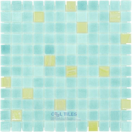 1" x 1" Color + Recycled Glass Tile in Mint Julep