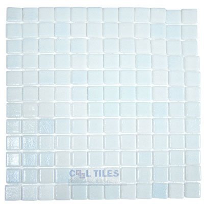 Recycled Glass Tile Mesh Backed Sheet in Fog Clear Sky Blue Slip-Resistant