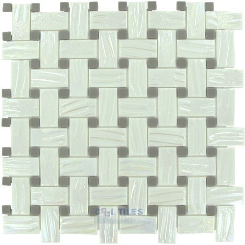 Basketweave Recycled Glass Tile in Pearl Moon