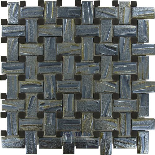 Basketweave Recycled Glass Tile in Silver Rock