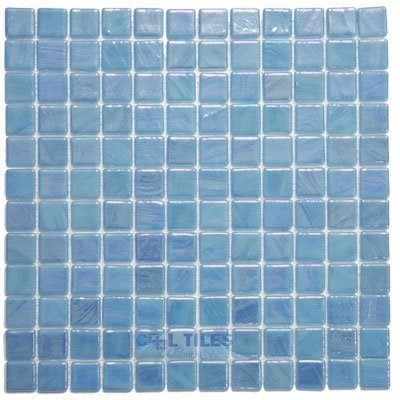 Recycled Glass Tile Mesh Backed Sheet in Brushed Blue