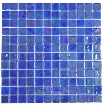 Recycled Glass Tile Mesh Backed Sheet in Brushed Dark Blue Iridescent