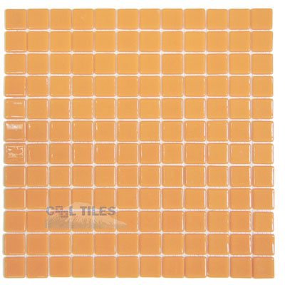 Recycled Glass Tile Mesh Backed Sheet in Orange