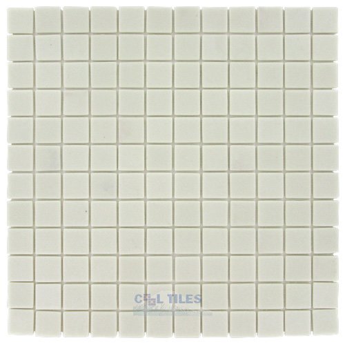 1" x 1" Recycled Glass Tile on 12 1/2" x 12 1/2" Meshed Backed Sheet in Chalk