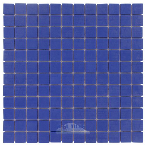 1" x 1" Recycled Glass Tile on 12 1/2" x 12 1/2" Meshed Backed Sheet in Blueberry
