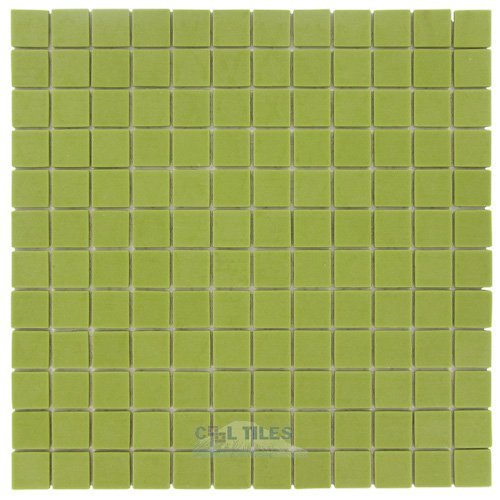 1" x 1" Recycled Glass Tile on 12 1/2" x 12 1/2" Meshed Backed Sheet in Watermelon