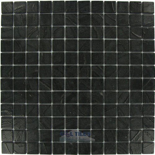 1" x 1" Recycled Glass Tile on 12 1/2" x 12 1/2" Mesh Backed Sheet in Black Water