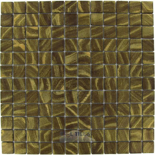1" x 1" Recycled Glass Tile on 12 1/2" x 12 1/2" Mesh Backed Sheet in Midas