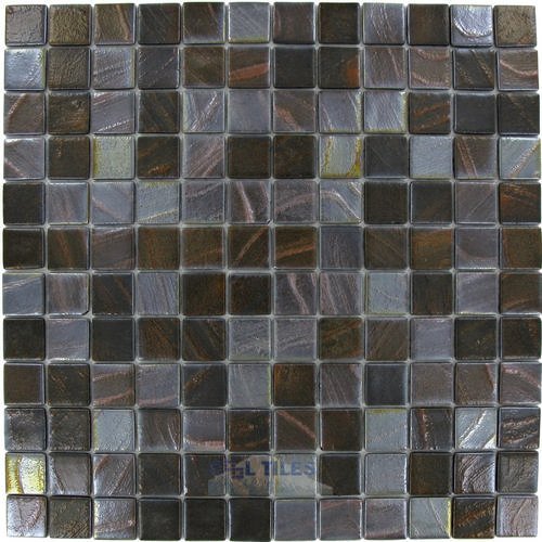 1" x 1" Recycled Glass Tile on 12 1/2" x 12 1/2" Mesh Backed Sheet in Rust