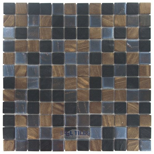 1" x 1" Recycled Glass Tile on 12 1/2" x 12 1/2" Mesh Backed Sheet in Java Mix
