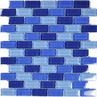1" x 2" Brick Crystal Mosaic in Cobalt Blue Blend