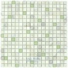 Marble Mosaic 12" x 12" Mesh Backed Sheet in White Marble with Rippled Glass