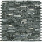 Marble Mosaic 11 1/4" x 12" Mesh Backed Sheet in Black Marble Mosaic with Stainless Steel
