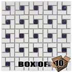 One Case of 1" x 2" Porcelain Mosaic Tile in White & Cobalt