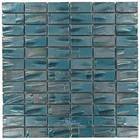 1" x 2" Recycled Glass Tile on 12 3/8" x 12 3/8" Mesh Backed Sheet in Blue Planet