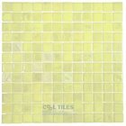 Recycled Glass Tile Mesh Backed Sheet in Brushed Lemon Iridescent